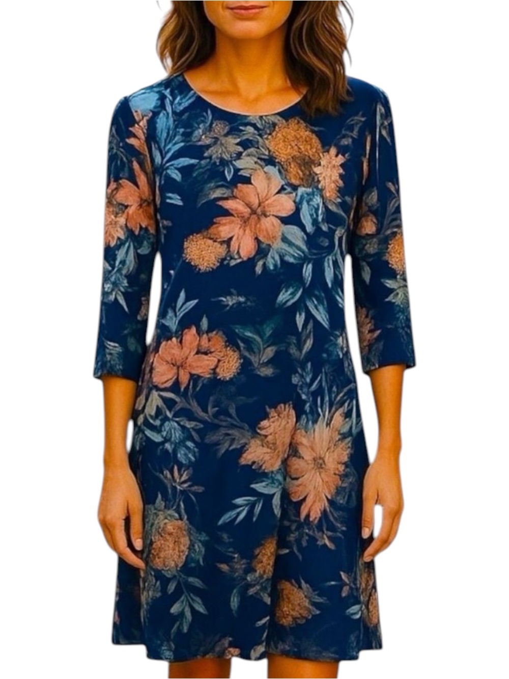 Anthropologie Tacera Navy Blue Floral Dress Size S CottageCore Feminine